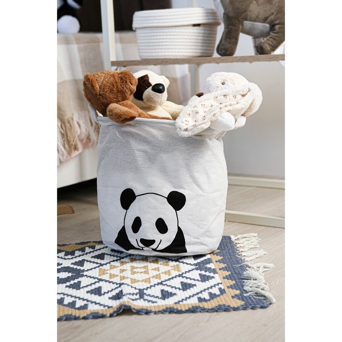 Корзина бельевая текстильная Доляна &laquo;Панда&raquo;, 30&times;30&times;30 см, цвет белый