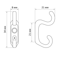 Крючок мебельный ТУНДРА TKD010, двухрожковый, хром, 10 шт Крючок мебельный ТУНДРА TKD010, двухрожковый, хром, 10 шт