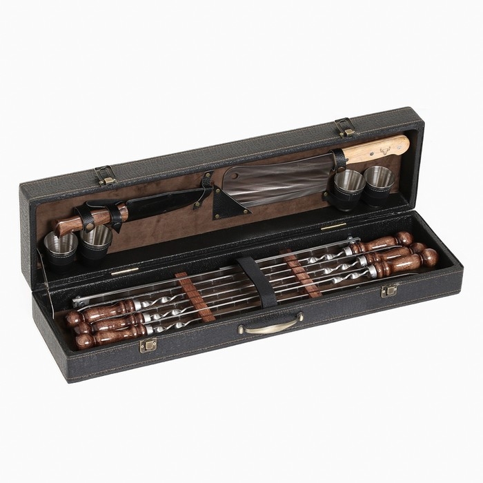 Набор с шампурами подарочный Набор с шампурами подарочный "Элит-М" в коробке из эко-кожи №11