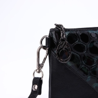 Сумка-клатч на молнии, цвет чёрный/зелёный