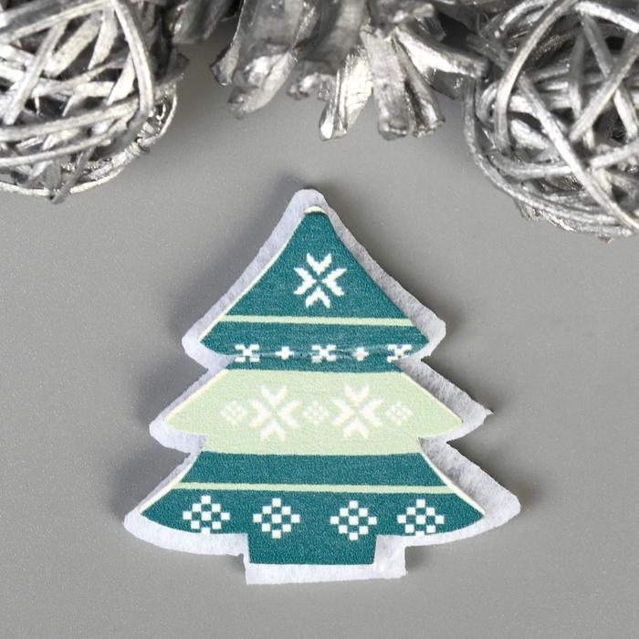 Декор для творчества дерево, войлок Декор для творчества дерево, войлок "Новогодний" набор 6 шт 4,2х4,2 см