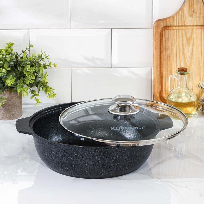 Жаровня, 3 л, d=28 см, h=8,5 см, антипригарное покрытие, цвет тёмный мрамор Жаровня, 3 л, d=28 см, h=8,5 см, антипригарное покрытие, цвет тёмный мрамор