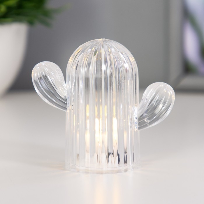 Ночник Ночник "Кактус" LED 1Вт 3х AG10 прозрачный 5,5х6х11см RISALUX
