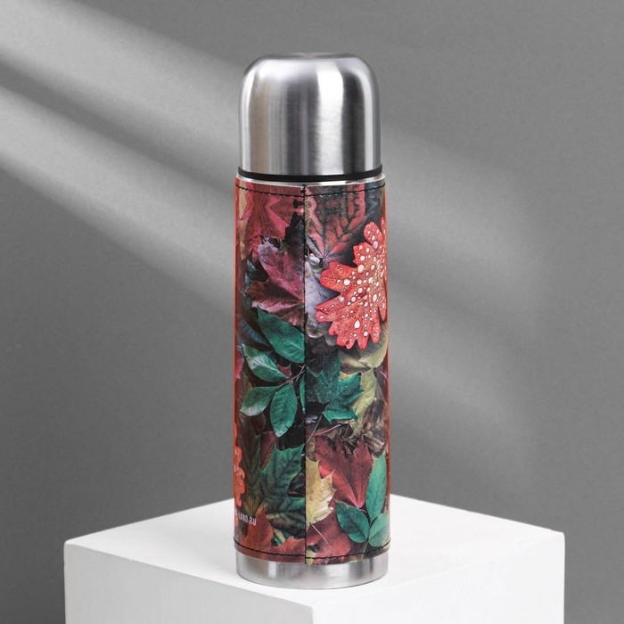 Термос &laquo;Листья&raquo; в кожзаме, MODE FORREST, 750 мл, время сохранения тепла 16-18 ч