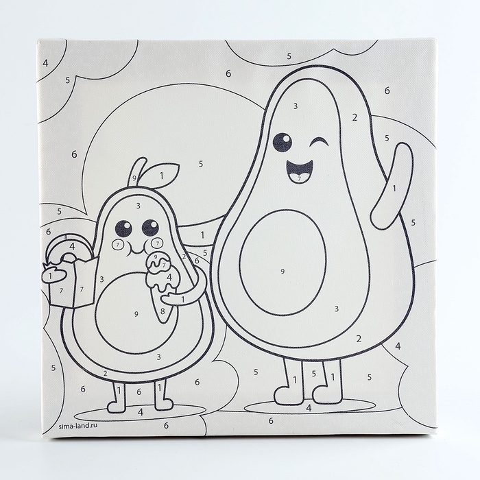 Картина по номерам на холсте с подрамником для детей &laquo;Авокадо с мороженым&raquo;, 17 х 17 см