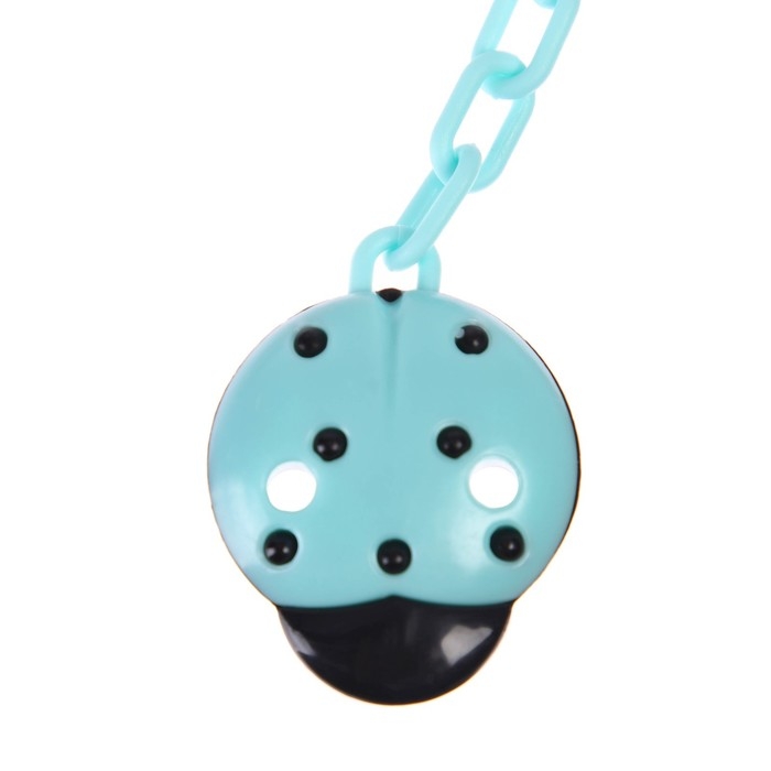 Держатель для соски - пустышки «Божья коровка», на цепочке, цвет бирюзовый Держатель для соски - пустышки «Божья коровка», на цепочке, цвет бирюзовый