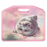 Папка с ручками пластиковая А4, 370 х 300 х 110 мм, с вырубной ручкой, Феникс "Кот"