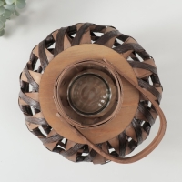 Подсвечник дерево на 1 свечу "Плетение" бежево-коричневый 10х24х24 см Подсвечник дерево на 1 свечу "Плетение" бежево-коричневый 10х24х24 см