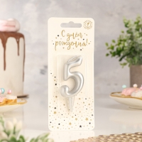 Свеча для торта цифра "Серебряная", 5,5 см, цифра "5" Свеча для торта цифра "Серебряная", 5,5 см, цифра "5"