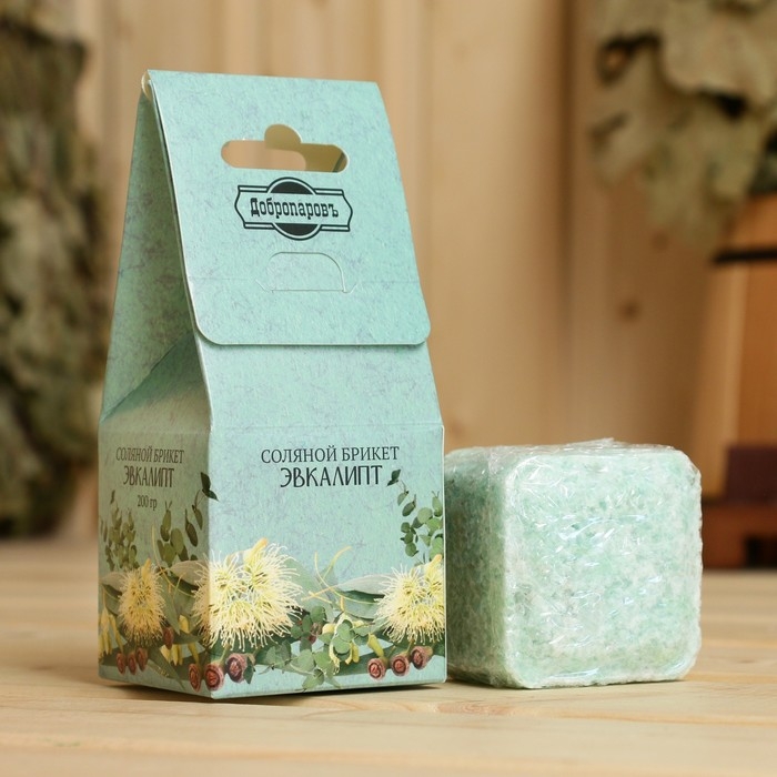 Соляной брикет куб Соляной брикет куб "Эвкалипт" 200 г "Добропаровъ"