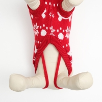 Свитер "Косточки-снежинки", размер 8 (ДС 20-23, ОГ 25-32, ОШ 16-19 см), красный