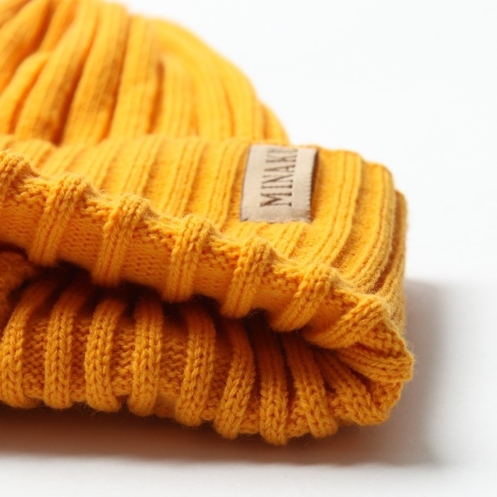 Шапка женская MINAKU Шапка женская MINAKU "Бини" цвет горчица, размер 54-56