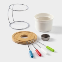 Набор для фондю керамический BellaTenero, 5 предметов: чаша 250 мл, подставка, 4 шпажки, цвет белый Набор для фондю керамический BellaTenero, 5 предметов: чаша 250 мл, подставка, 4 шпажки, цвет белый