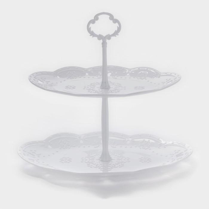 Этажерка-фруктовница овальная «Вивьен», 2 яруса, 25,5×17,5/30×21,5 см, цвет белый Этажерка-фруктовница овальная «Вивьен», 2 яруса, 25,5×17,5/30×21,5 см, цвет белый