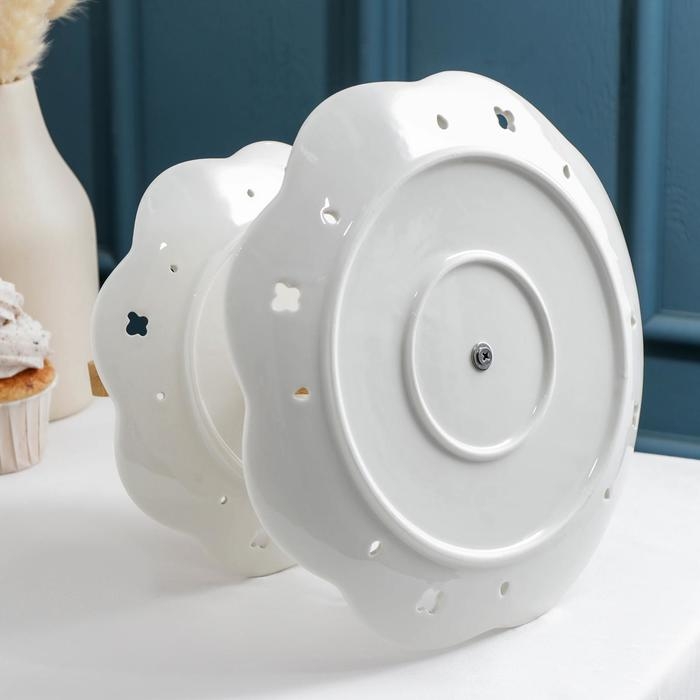 Блюдо керамическое 2-х ярусное Доляна &laquo;Сьюзен&raquo;, 25&times;20&times;27 см, цвет белый