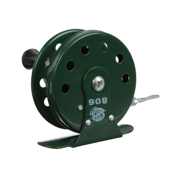 Катушка инерционная, металл, диаметр 5.5 см, цвет темно-зелёный, 806 Катушка инерционная, металл, диаметр 5.5 см, цвет темно-зелёный, 806
