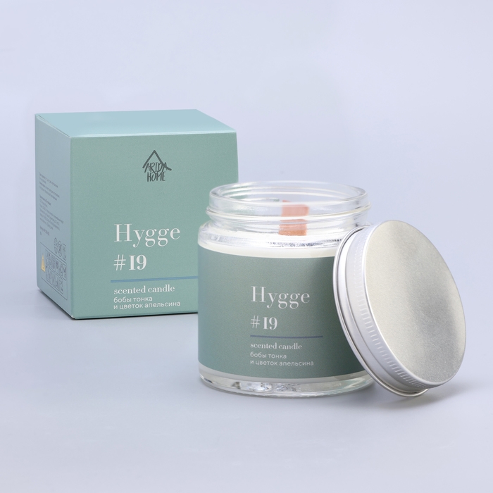 Свеча ароматическая Свеча ароматическая "Hygge" #19 Бобы тонка и цветок апельсина, соевый воск, в банке, 90 г