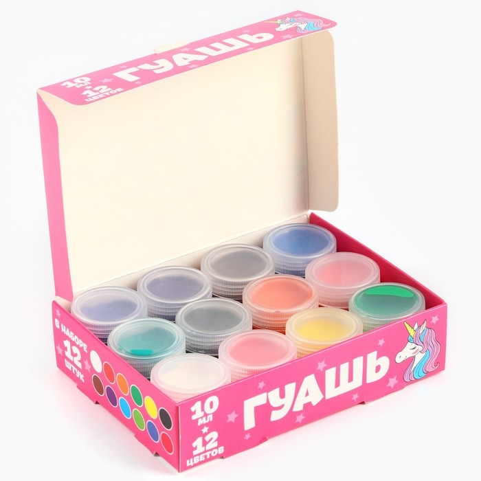 Гуашь 12 цветов по 10 мл &laquo;Единорог&raquo;, Минни Маус