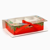 Коробка под 6 конфет с ячейками «Новогодние атрибуты» 14.8 х 9.5 х 3.5 см, Новый год Коробка под 6 конфет с ячейками «Новогодние атрибуты» 14.8 х 9.5 х 3.5 см, Новый год