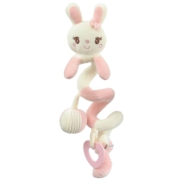 Растяжка - спираль с игрушками дуга на коляску / кроватку для малышей &laquo;Милая Зайка&raquo;, с пищалкой, прорез., Крошка Я