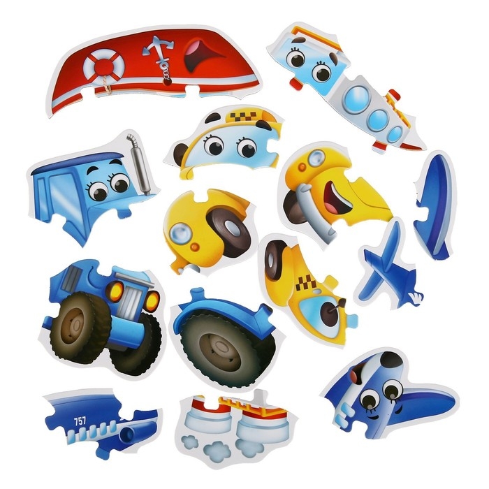 Макси-пазлы с глазками &laquo;Любимый транспорт&raquo;, 4 пазла, 14 крупных деталей