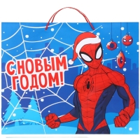 Новый год. Пакет подарочный, 40х49х19 см, упаковка, Человек-паук