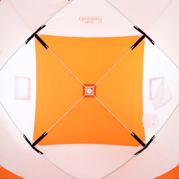 Палатка зимняя куб СЛЕДОПЫТ 1.5 х 1.5 м, ткань Oxford, цвет оранжево-белый,