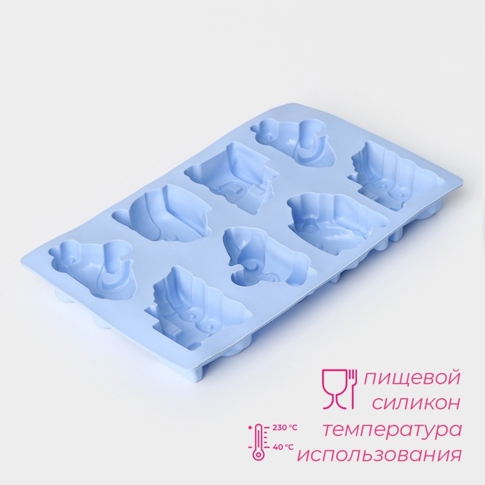 Форма для выпечки Доляна «Транспорт», силикон, 29×17,5 см, 8 ячеек (7,5×5,8 см), цвет МИКС Форма для выпечки Доляна «Транспорт», силикон, 29×17,5 см, 8 ячеек (7,5×5,8 см), цвет МИКС