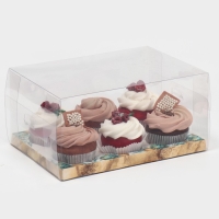 Коробка для капкейка &laquo;Мрамор&raquo;, 23 х 16 х 11.5 см, Новый год