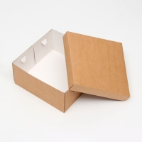 Коробка складная, крышка-дно, крафт, 25 х 25 х 12 см