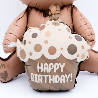 Шар фольгированный 23" «Мишка с тортом», матовый, цвет шоколадный Шар фольгированный 23" «Мишка с тортом», матовый, цвет шоколадный