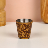 Набор стопок &laquo;Охотник&raquo;, 4 шт, в тубусе, 4,5&times;4,5&times;9 см, береста