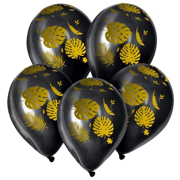 Воздушный шар латексный 12" &laquo;Листья&raquo;, пастель, цвет чёрный, 50 шт.