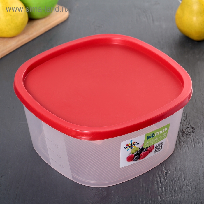 Контейнер для продуктов с мерной шкалой «BioFresh», 2,65 л, прозрачный, крышка микс Контейнер для продуктов с мерной шкалой «BioFresh», 2,65 л, прозрачный, крышка микс