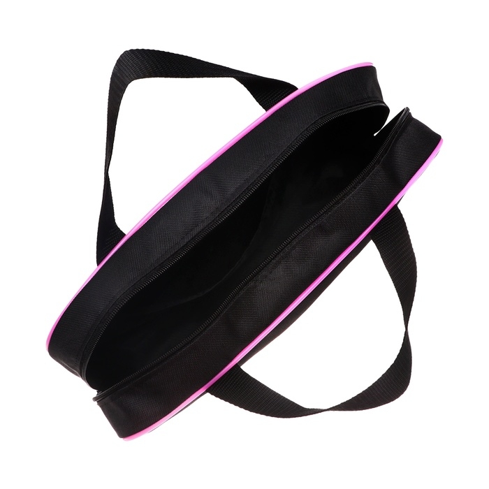 Папка для труда А4 на молнии текстиль 70мм 350 х 270 , черный/розовый &laquo;1 сентября&raquo;