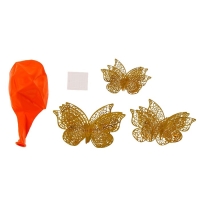 Шар латексный 18" &laquo;Жёлтые бабочки&raquo;, оранжевый, пастель, с наклейками