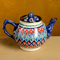 Набор чайный Риштан, 9 предм: чайник 1л., 6 пиал 9,5см, конфетница 23см, сахарница 250м Набор чайный Риштан, 9 предм: чайник 1л., 6 пиал 9,5см, конфетница 23см, сахарница 250м