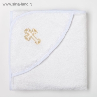 Полотенце-уголок для крещения с вышивкой, размер 100х100см, цвет белый, К40/1
