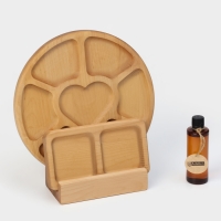 Подарочный набор деревянной посуды Adelica, менажница 6 секций, менажница 2 секции, подставка для посуды, масло в подарок, берёза Подарочный набор деревянной посуды Adelica, менажница 6 секций, менажница 2 секции, подставка для посуды, масло в подарок, берёза