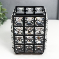 Подсвечник металл на 1 свечу "Кристаллы" прямоугольник чёрный 12х10х10 см