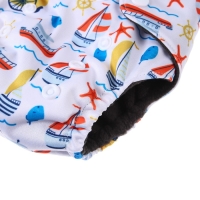 Многоразовый подгузник &laquo;Кораблики&raquo;, 3-8 кг, угольно-бамбуковая ткань, цвет белый, Крошка Я
