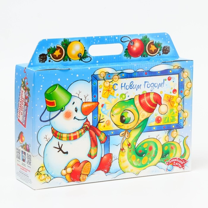 Новый год. Подарочная коробка Новогодняя Портфель широкий Новый год. Подарочная коробка Новогодняя Портфель широкий "Змеята" с игрой и анимацией 31 х 8,5 х 20,3 см.
