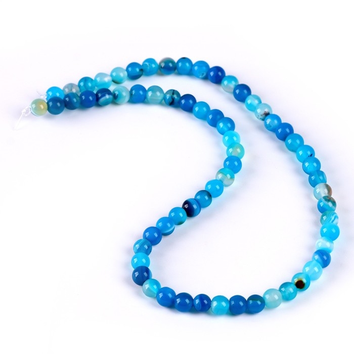 Бусины из натурального камня &laquo;Голубой агат&raquo; набор 58 шт., размер 1 шт. &mdash; 6 мм