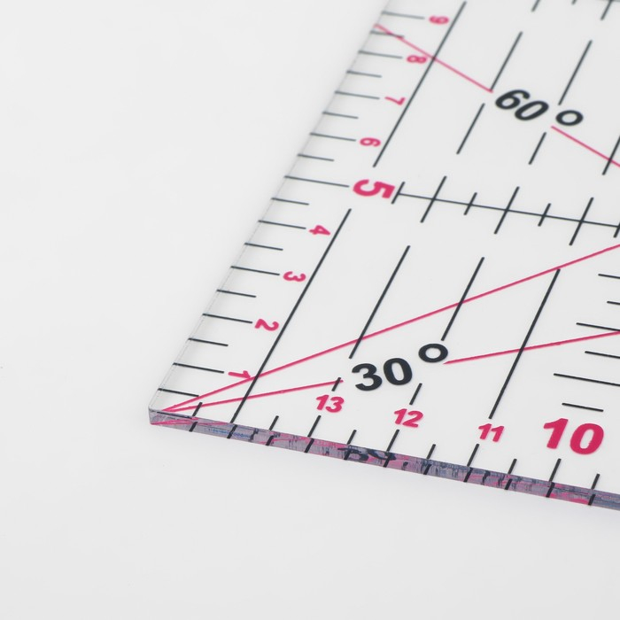 Линейка для квилтинга и пэчворка, 30 &times; 15 см, толщина 3 мм, цвет МИКС