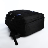 Рюкзак молодёжный из текстиля, 2 отдела на молнии, 4 кармана, цвет чёрный/синий Рюкзак молодёжный из текстиля, 2 отдела на молнии, 4 кармана, цвет чёрный/синий