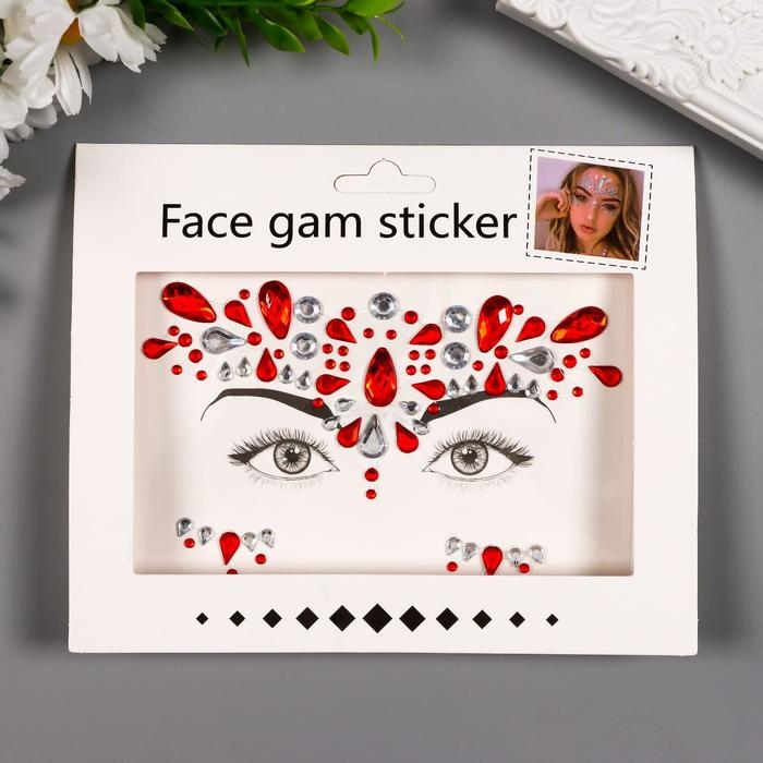 Наклейка пластик на лицо стразы Наклейка пластик на лицо стразы "Узоры" МИКС 14,5х17,5 см