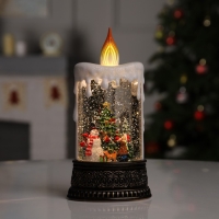 Светодиодная фигура &laquo;Свеча со снеговиком&raquo; 12.3 &times; 24 &times; 8 см, пластик, батарейки ААх3 (не в комплекте), USB, свечение тёплое белое