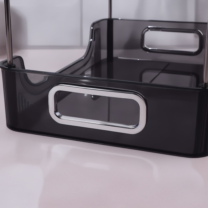 Органайзер для хранения, с ручками, 2 секции, 31 × 20 × 29 см, цвет чёрный/серебристый Органайзер для хранения, с ручками, 2 секции, 31 × 20 × 29 см, цвет чёрный/серебристый