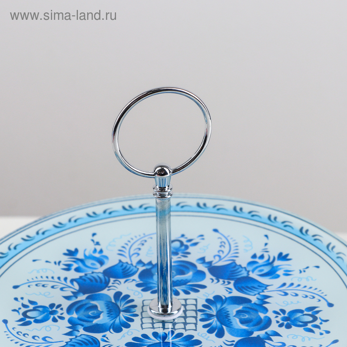 Этажёрка - фруктовница круглая Доляна «Синева», 2 яруса, d=25/20 см, стекло, цвет голубой Этажёрка - фруктовница круглая Доляна «Синева», 2 яруса, d=25/20 см, стекло, цвет голубой