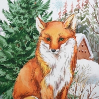 Полотенце &laquo;Лиса&raquo; ТМ &laquo;Этель: Новогодний лес&raquo;, 40 &times; 67 см, 100 % хлопок, саржа, 190 г/м&sup2;